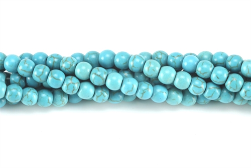 Gemstone Bead, "Turquoise" Magnesite, Round, Turquoise Blue, 6MM