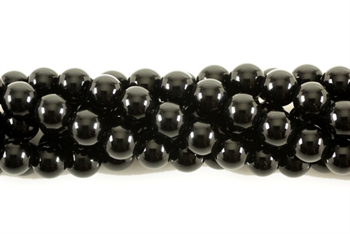Gemstone Bead, Black Agate, Round, 6MM