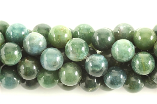 Gemstone Bead, Moss Agate, Round, 8MM