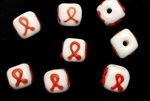 Awareness Ribbon Glass Bead / 10MM Cube Red