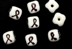 Awareness Ribbon Glass Bead / 10MM Cube Black