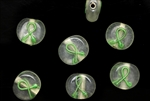 Awareness Ribbon Glass Bead / 10MM Coin Green