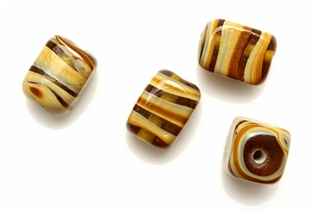 Lampwork Glass Bead / 13MM Rectangle,Topaz Caramel Swirl