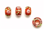 Large Hole Lampwork Glass Bead / 12MM Rondelle Red