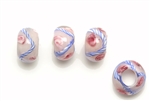 Large Hole Lampwork Glass Bead / 12MM Rondelle Pale Pink