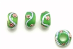 Large Hole Lampwork Glass Bead / 12MM Rondelle Green
