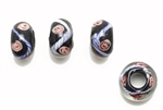 Large Hole Lampwork Glass Bead / 12MM Rondelle Black