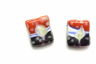 Lampwork Glass Bead / 18MM Flat Rectangle