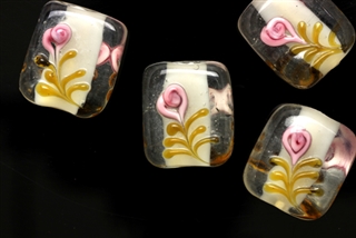 Lampwork Glass Bead / 16MM Rectangle Flower,Crystal