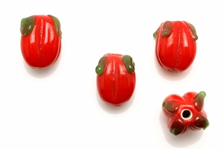 Fruit & Vegetable Lampwork Glass Beads / 13MM Red Pepper
