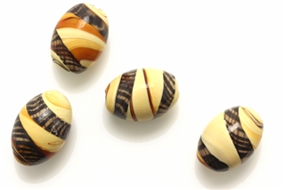 Lampwork Glass Bead / 18MM Barrel,Caramel Swirl,Inlaid Translucent Stripe