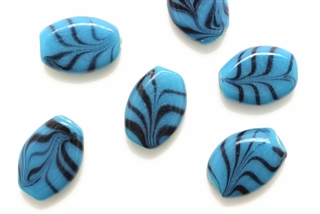 Lampwork Glass Bead / 19MM Flat Oval,Teal