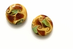 Lampwork Glass Bead / 20MM Flat Round,Beige