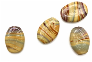 Lampwork Glass Bead / 23MM Flat Oval,Caramel Swirl