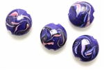 Lampwork Glass Bead / 18MM Lentil,Blue,Pink & White Swirl