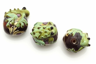 Animal & Character Lampwork Glass Bead / 16MM Round,Topaz,Frog