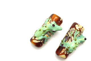 Animal & Character Lampwork Glass Bead / 25MM Tube,Topaz Gecko