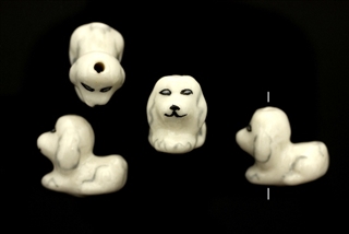 Porcelain Beads / Dog 18MM White