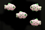 Porcelain Beads / Fish 12MM Pink