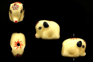 Porcelain Beads / Elephant 15MM Beige