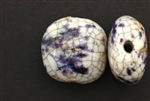 Porcelain Beads / Puffed Square 30MM White Purple