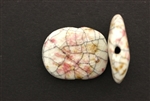 Porcelain Beads / Rectangle White Red 31MM