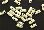 Porcelain Beads / Tube White Yellow 10MM