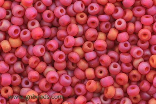 5/0, Seed Bead, Vintage, Czechoslovakian, Seed Beads, Matte, Red Orange, AB