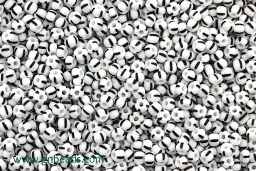 8/0 Seed Bead,Vintage Czechoslovakian Seed Beads, Striped,  White, Black