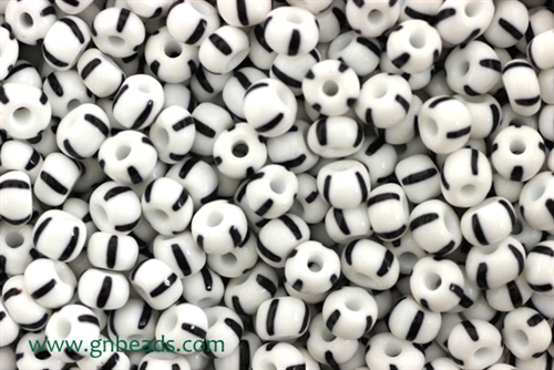 3/0 Seed Bead,Vintage Czechoslovakian Seed Beads, Striped, White, Black