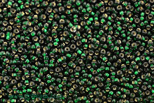 10/0, Seed Bead, Vintage, Czechoslovakian, Seed Beads, Gold Lined, Green