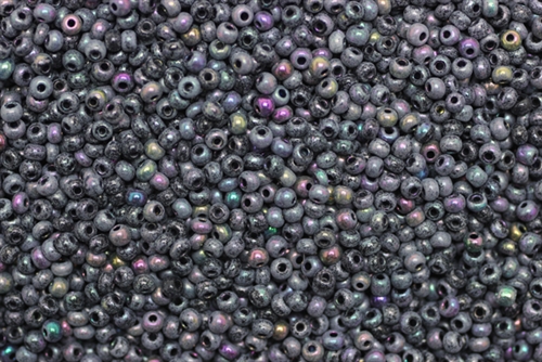 11/0, Seed Bead, Vintage, Czechoslovakian, Seed Beads, Matte Gray, Purple Iris