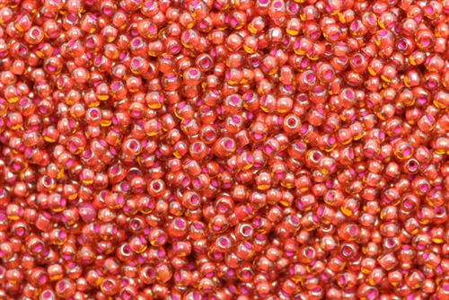 11/0, Seed Bead, Vintage, Czechoslovakian, Seed Beads, Rose Lined Tangerine