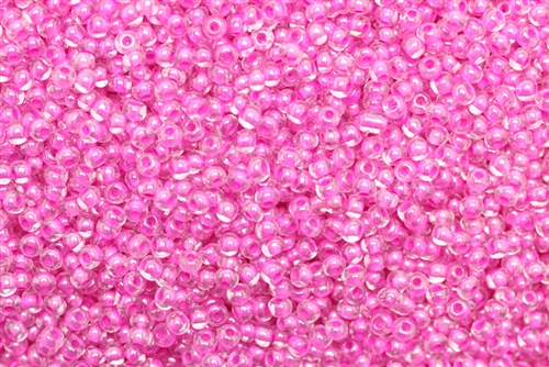 11/0, Seed Bead, Vintage, Czechoslovakian, Seed Beads, Crystal, Pink Lined