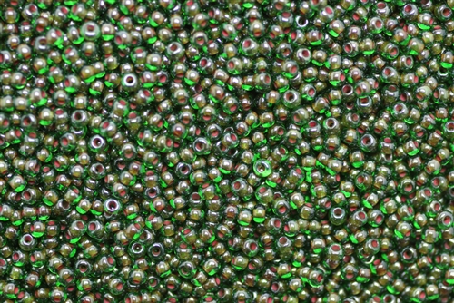 11/0, Seed Bead, Vintage, Czechoslovakian, Seed Beads, Green, Dark Green Lined