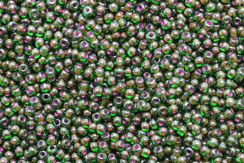 10/0, Seed Bead, Vintage, Czechoslovakian, Seed Beads, Green, Dark Green Lined
