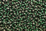 8/0, Seed Bead, Vintage, Czechoslovakian, Seed Beads, Emerald Green Foil Lined