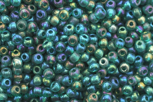 6/0, Seed Bead, Vintage, Czechoslovakian, Seed Beads, Green Aqua, Iris