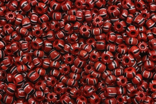 6/0, Seed Bead, Vintage, Czechoslovakian, Seed Beads, Maroon, Black & White Stripes