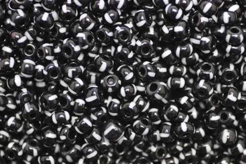 5/0 Seed Bead,Vintage Czechoslovakian Seed Beads, Black, White Stripes