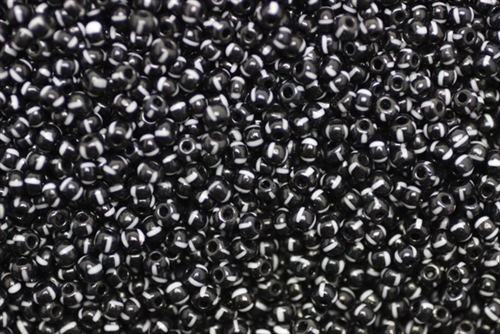 9/0, Seed Bead, Vintage, Czechoslovakian, Seed Beads, Black, White Stripes