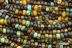Seed Bead, Czech, Aged, Striped, Caribbean Blue, Picasso Mix, 2/0 & 3/0