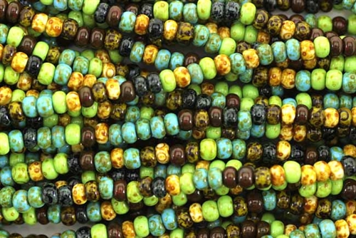 Seed Bead, Czech, Aged, 5/0, Mosaic Picasso Mix