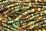 Seed Bead, Czech, Seed & Tube Beads, Aged, Striped Picasso Mix, 6/0