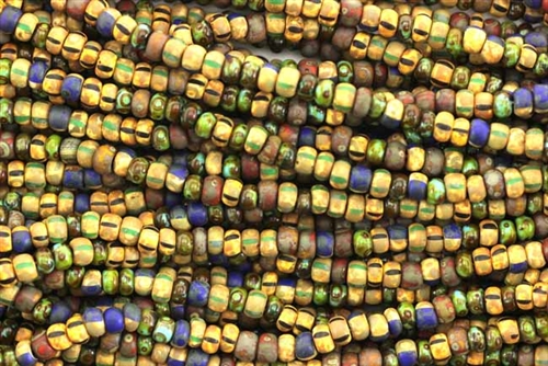Seed Bead, Czech, Aged, Striped, Picasso Mix, Matte, 6/0