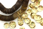 Vintage Round French Sequins / 10MM Cupped Gold Iris