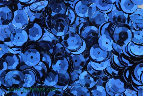 Sequin, 10MM, Cupped, Round, Vintage, 1.5MM Center Hole, Medium Blue