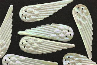 Vintage French Sequin 45MM Wing / Ivory AB