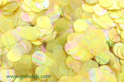 Sequin, Round, 10MM, Vintage, Flat, Top Hole, Clear Yellow Iris