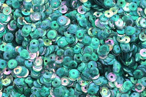Sequin, Round, 5MM, Cupped, Vintage, 1MM Center Hole, Clear Teal Iris